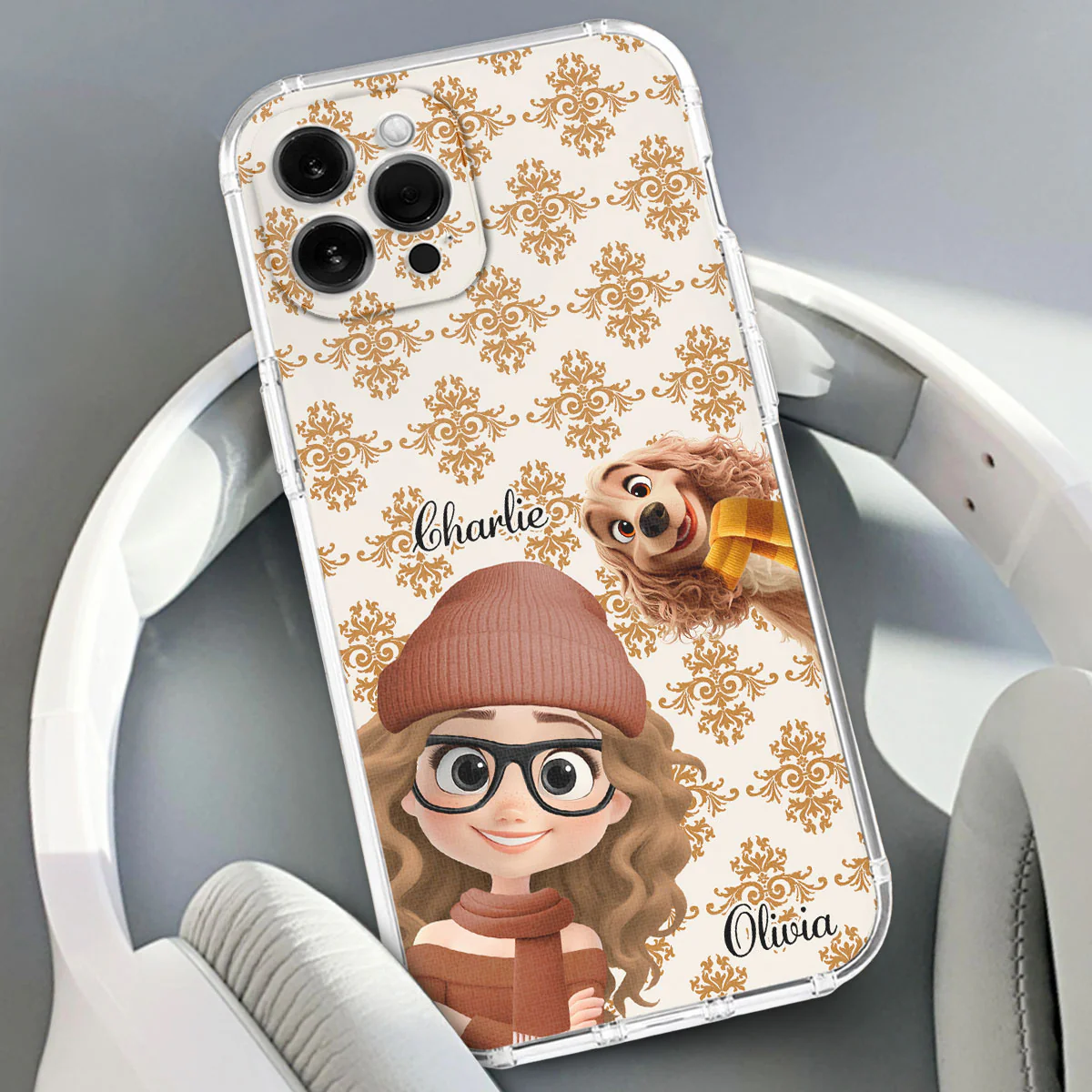 Pumskin Girl And Her Dog - Personalized Custom Phone Case - Image 3