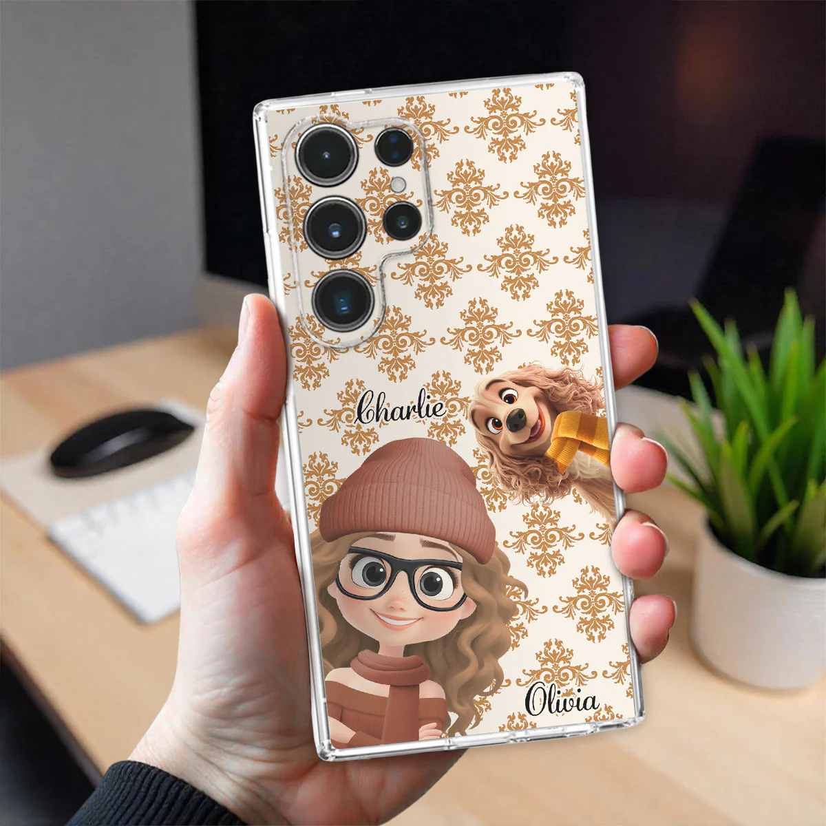 Pumskin Girl And Her Dog - Personalized Custom Phone Case - Image 4