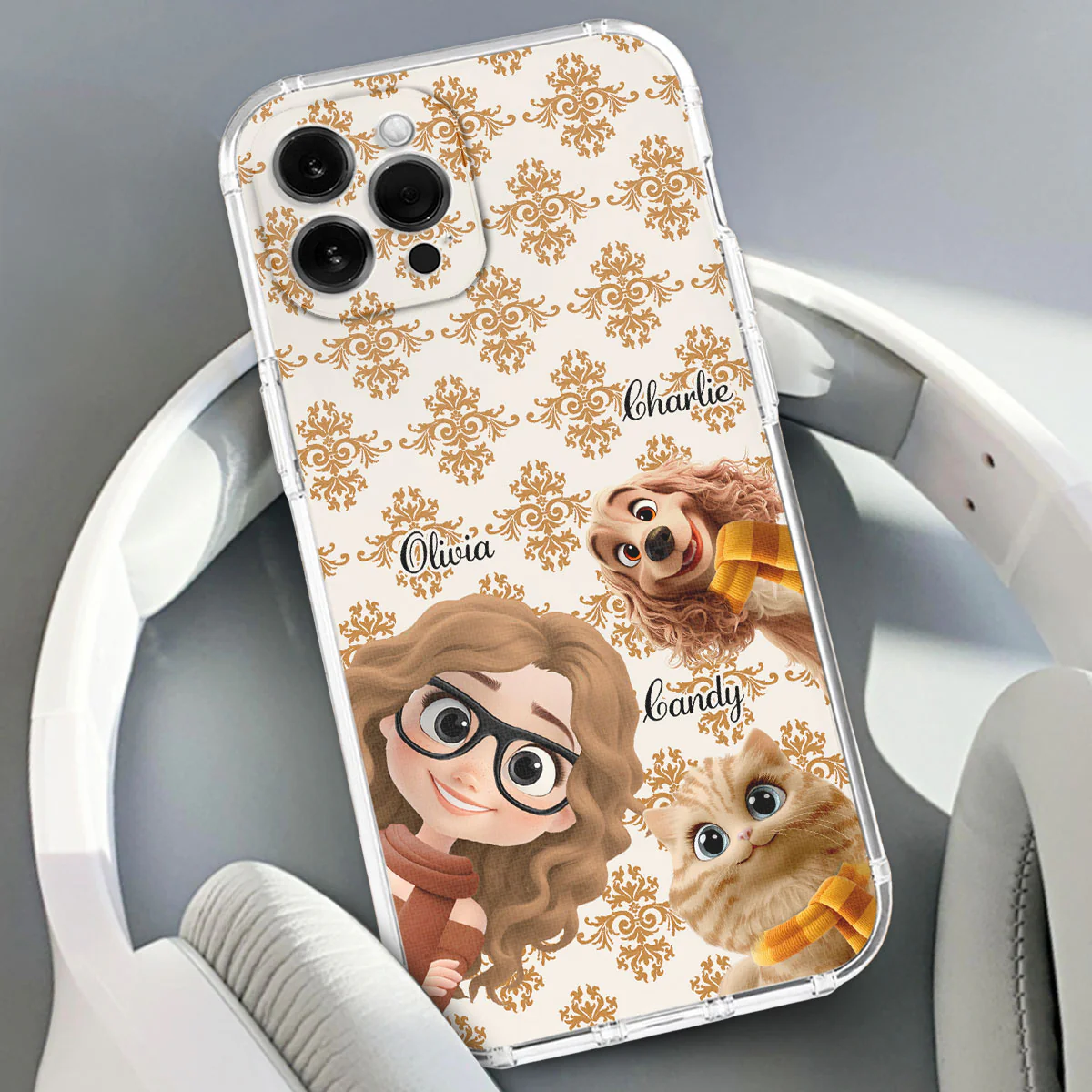 Pumskin Girl And Her Pet - Personalized Custom Phone Case - Image 2