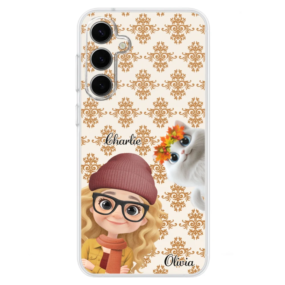 Pumskin Girl And Her Pet - Personalized Custom Phone Case - Image 29