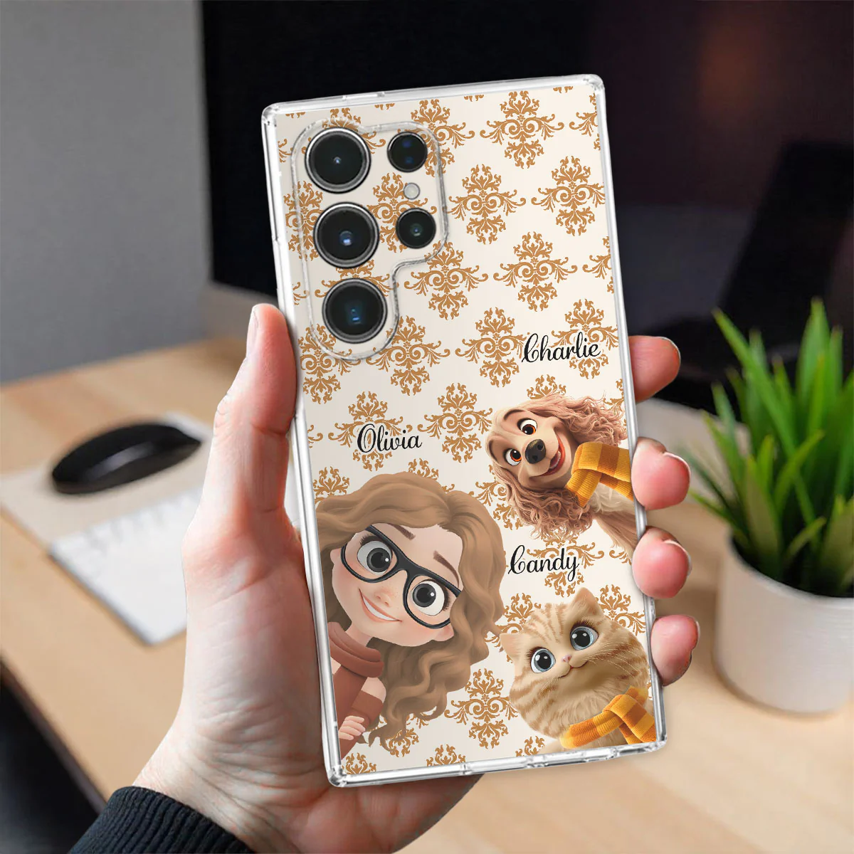 Pumskin Girl And Her Pet - Personalized Custom Phone Case - Image 3