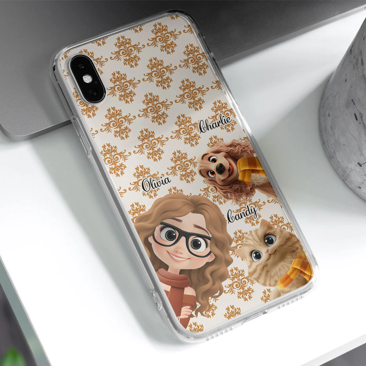 Pumskin Girl And Her Pet - Personalized Custom Phone Case - Image 4
