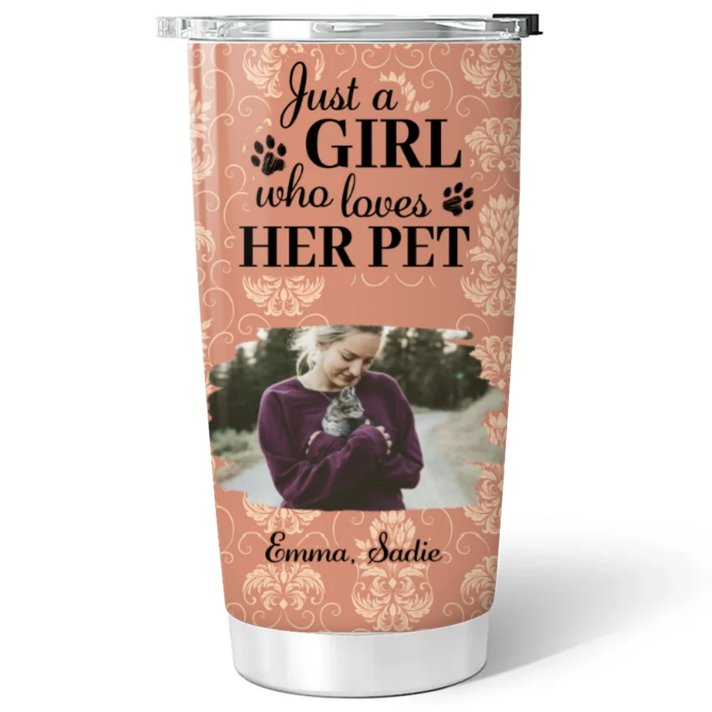Pumskin Pet And Girl Photo - Personalized Custom Tumbler - Image 5