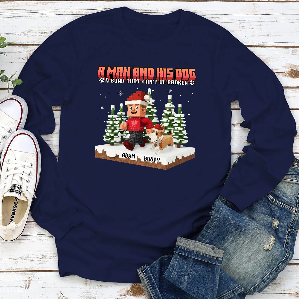 Puzzle Dog Cartoon - Personalized Custom Long Sleeve T-Shirt - Image 2