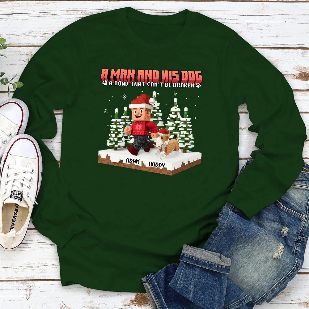 Puzzle Dog Cartoon - Personalized Custom Long Sleeve T-Shirt - Image 3