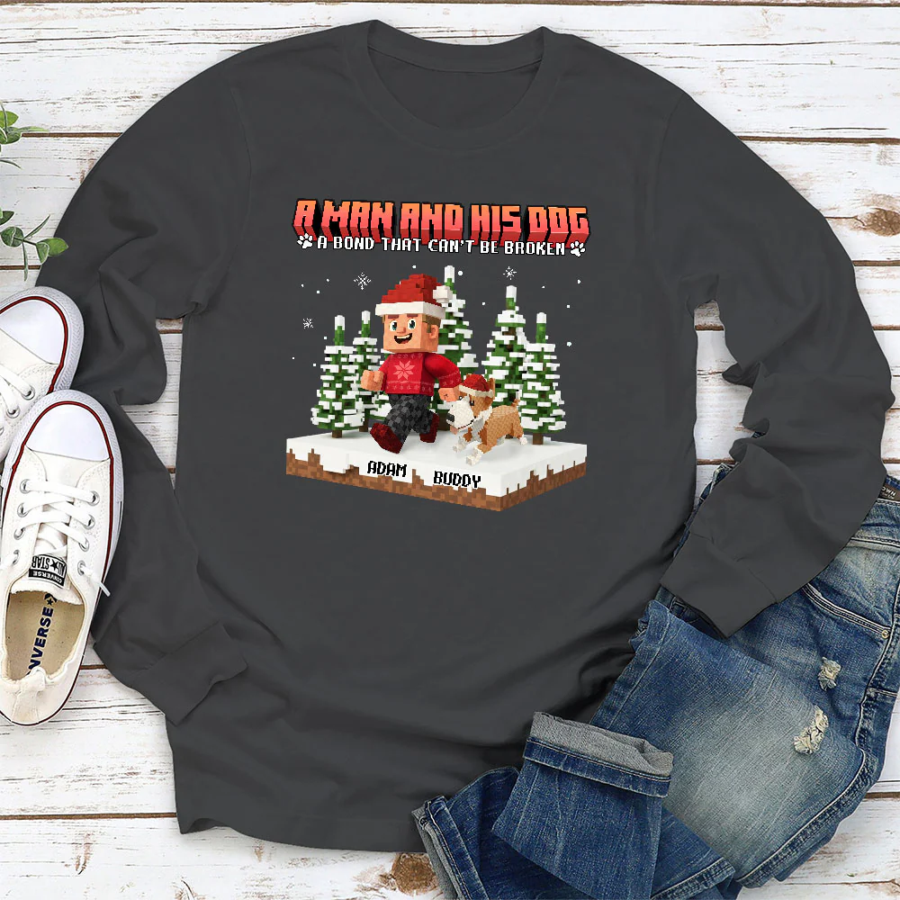 Puzzle Dog Cartoon - Personalized Custom Long Sleeve T-Shirt - Image 4