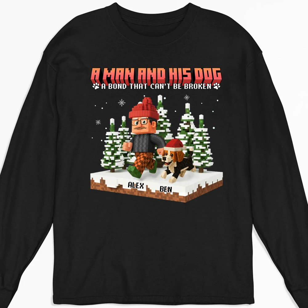 Puzzle Dog Cartoon - Personalized Custom Long Sleeve T-Shirt - Image 5