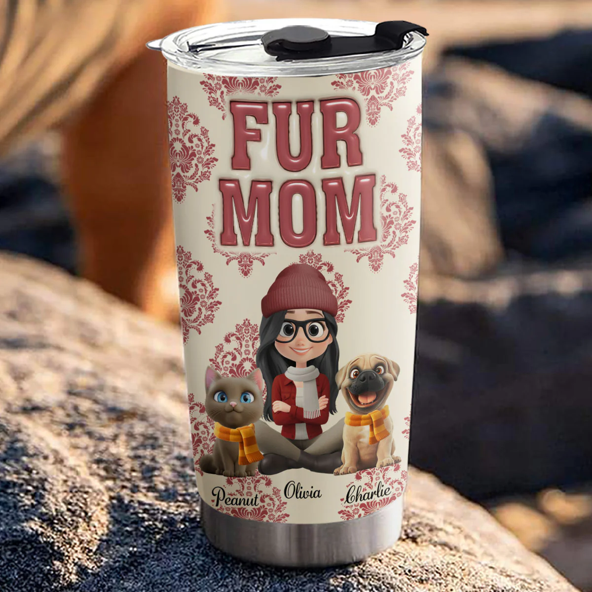 Queen Of Pets - Personalized Custom 3D Inflated Effect Tumbler - Image 3