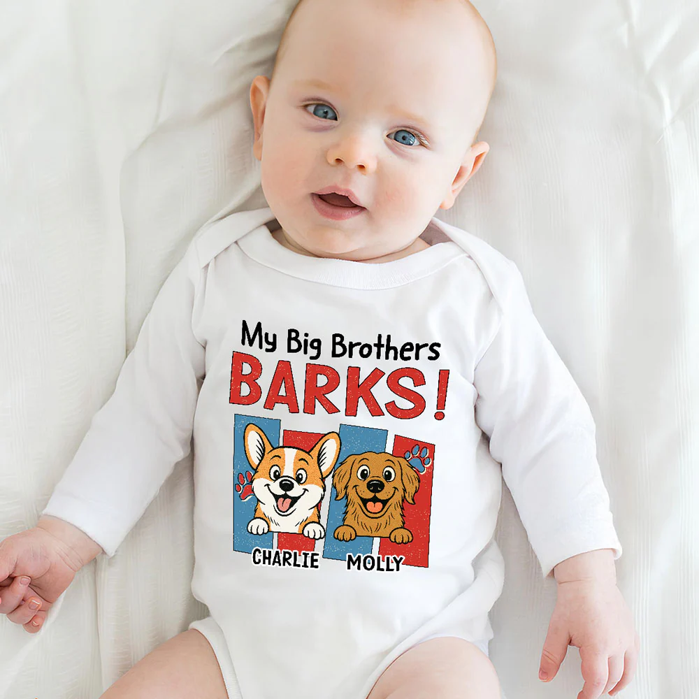 Raised With Paws - Personalized Custom Long Sleeve Baby Onesie - Image 3