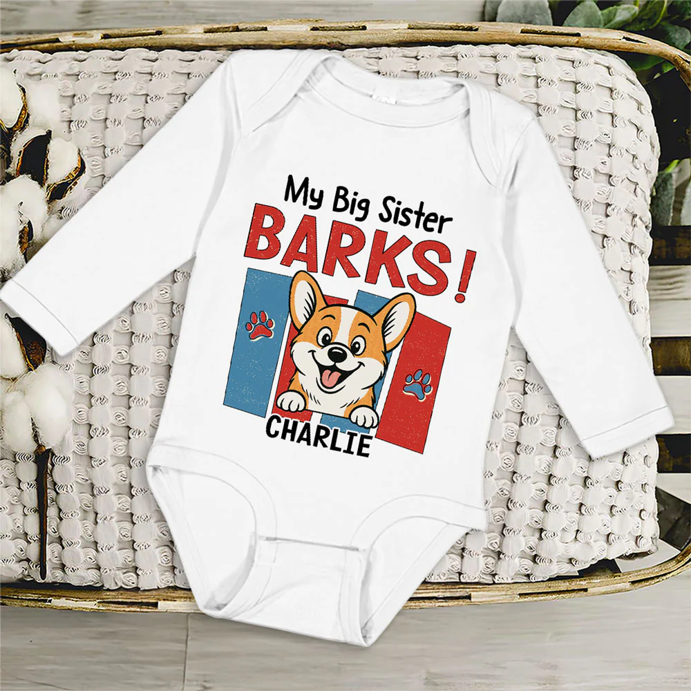 Raised With Paws - Personalized Custom Long Sleeve Baby Onesie - Image 5