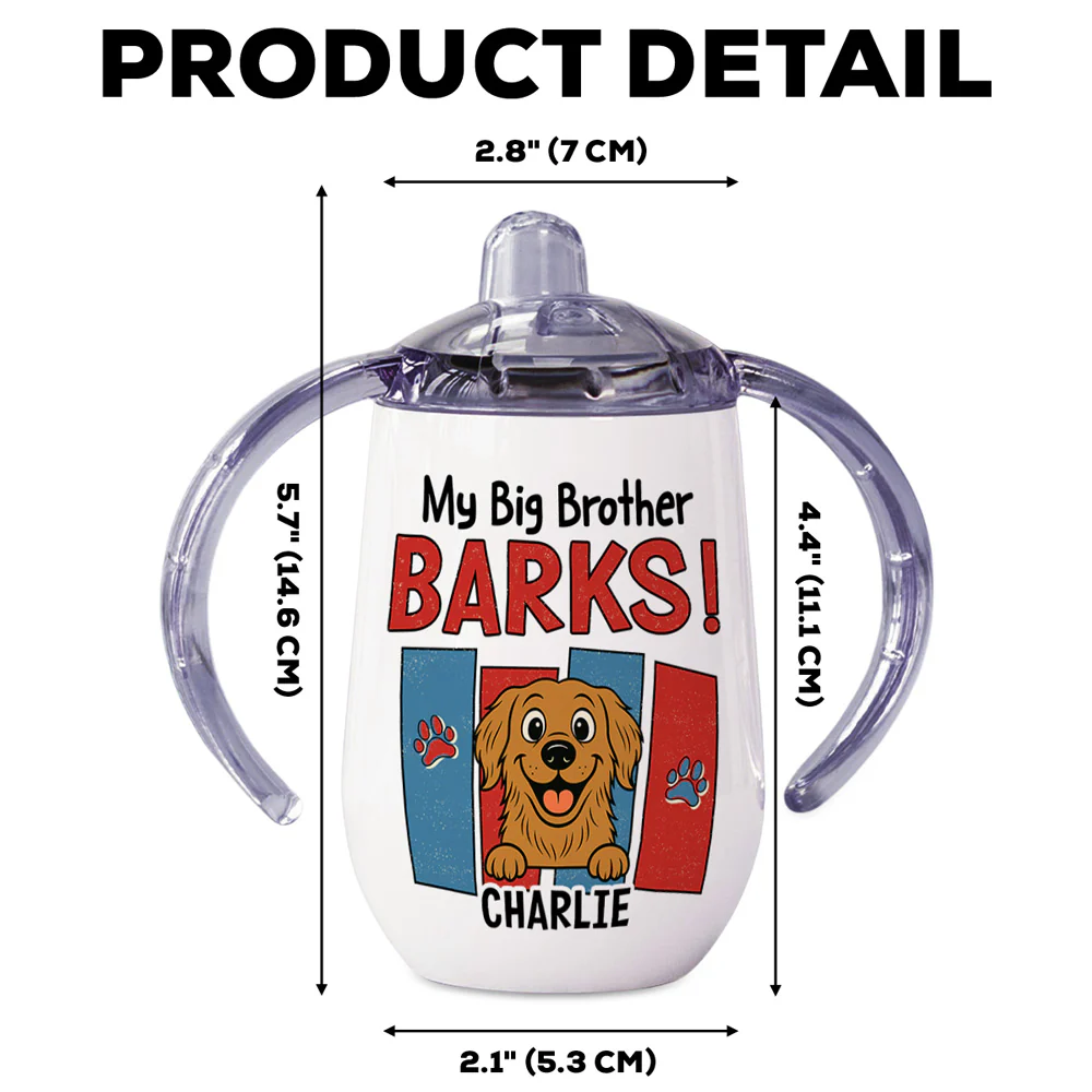 Raised With Paws - Personalized Custom Sippy Cup With Handles - Image 6