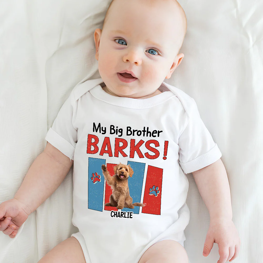 Raised With Paws Photo - Personalized Custom Baby Onesie - Image 2