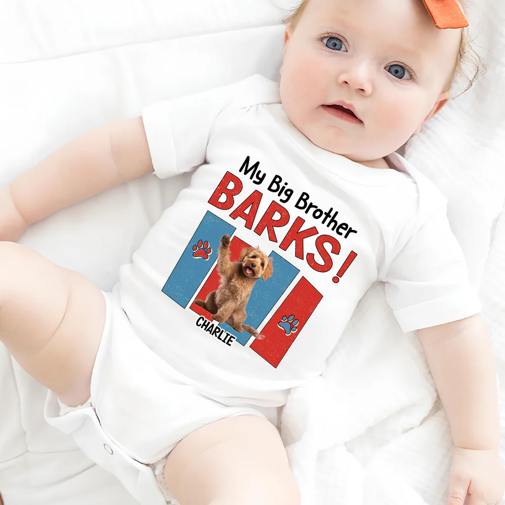 Raised With Paws Photo - Personalized Custom Baby Onesie - Image 3