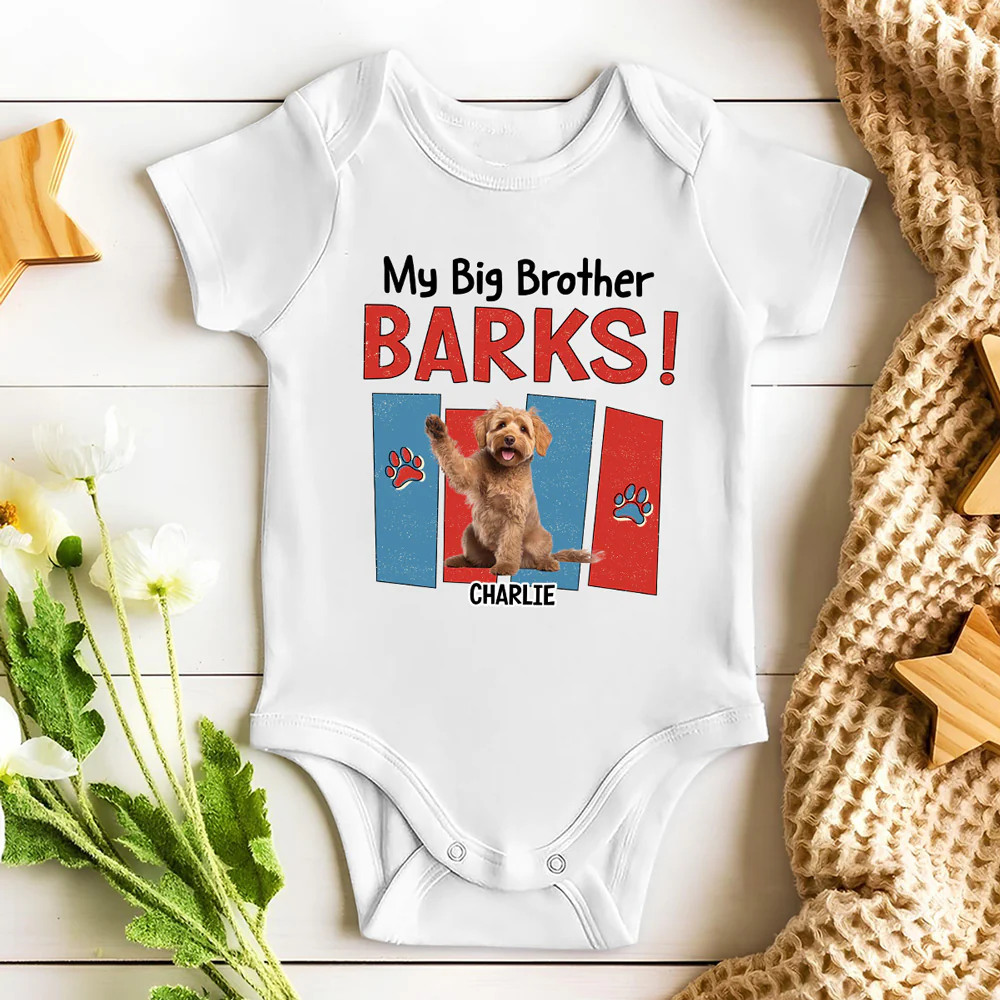 Raised With Paws Photo - Personalized Custom Baby Onesie - Image 4