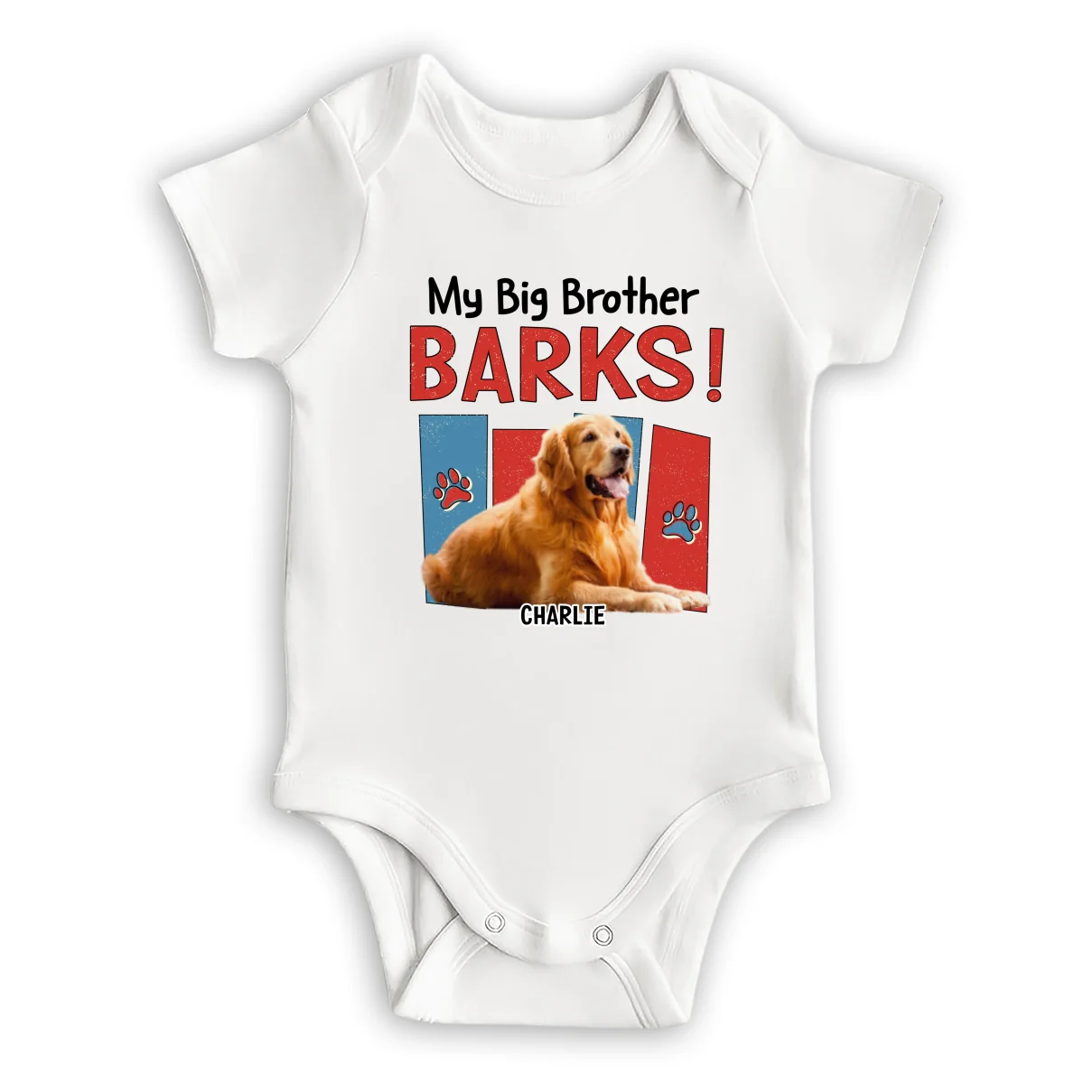 Raised With Paws Photo - Personalized Custom Baby Onesie - Image 5