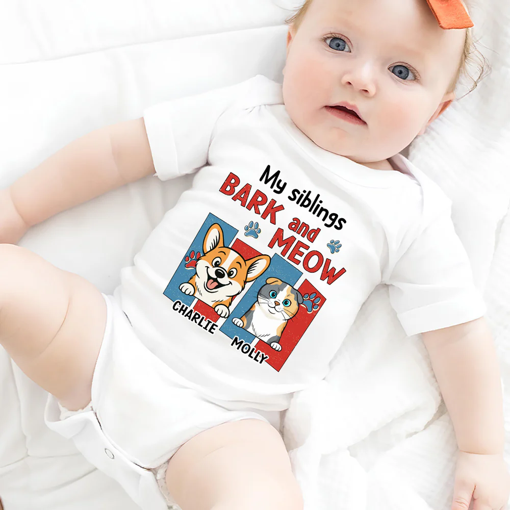 Raised With Pets - Personalized Custom Baby Onesie - Image 4