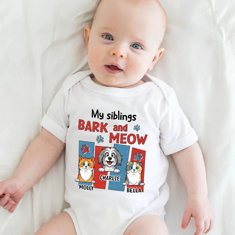 Raised With Pets - Personalized Custom Baby Onesie - Image 5