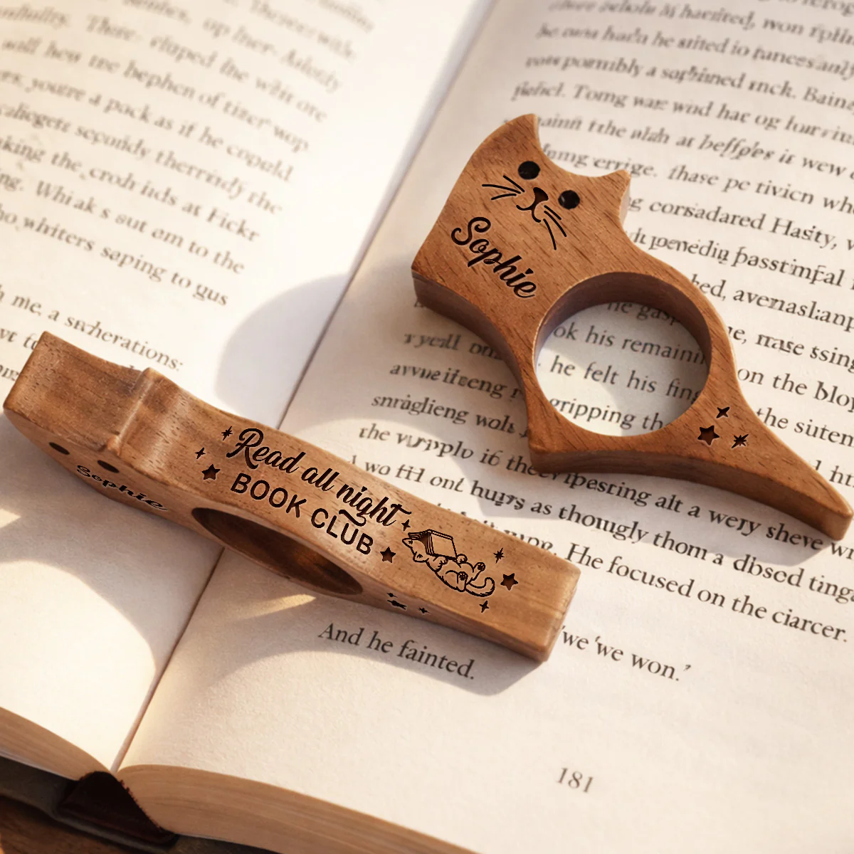 Read All Night Ver 2 - Personalized Custom Cat Book Page Holder - Image 5