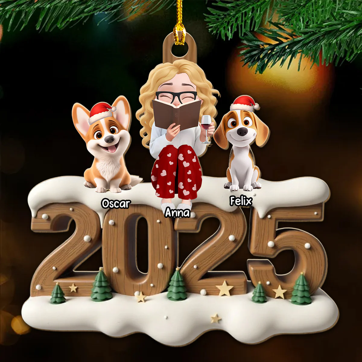 Reading Buddy Now Onwards - Personalized Custom 3D Effect Wood Ornament - Image 2