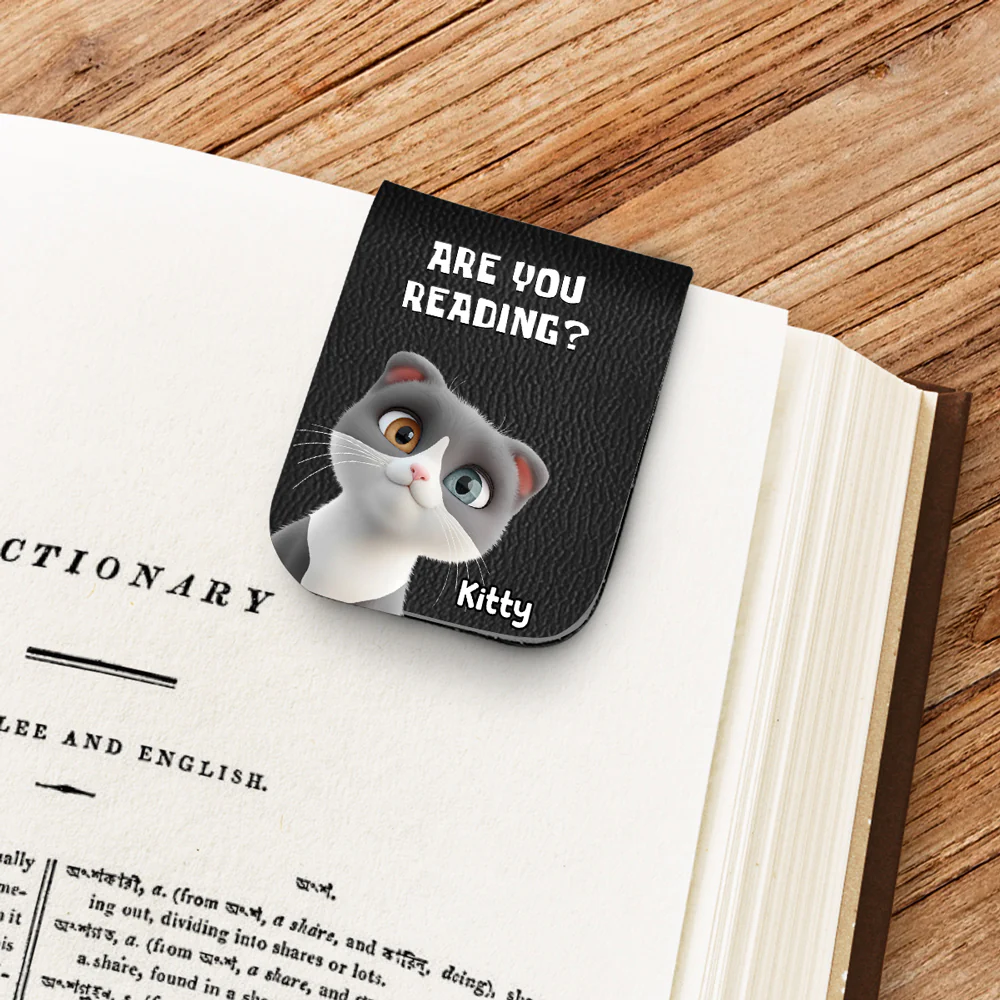 Reading Or Not Meow Ver - Personalized Custom Leather Bookmark