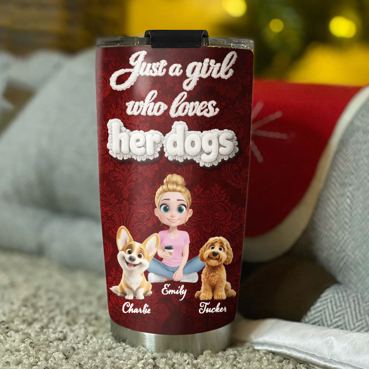 Realistic Style Dog Mom - Personalized Custom 3D Effect Tumbler - Image 2