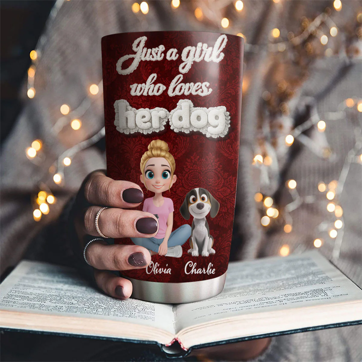 Realistic Style Dog Mom - Personalized Custom 3D Effect Tumbler - Image 3