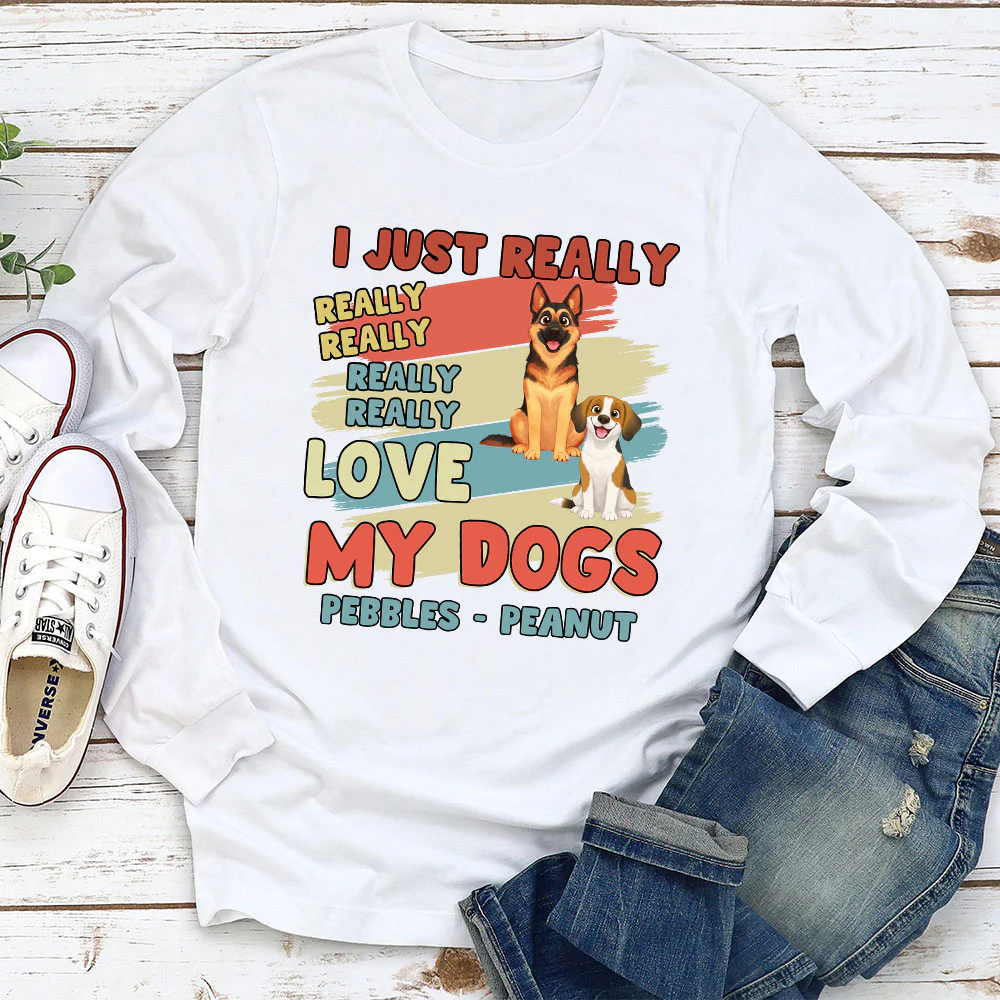 Really Really Love Storybook Dog - Personalized Custom Long Sleeve T-Shirt - Image 3