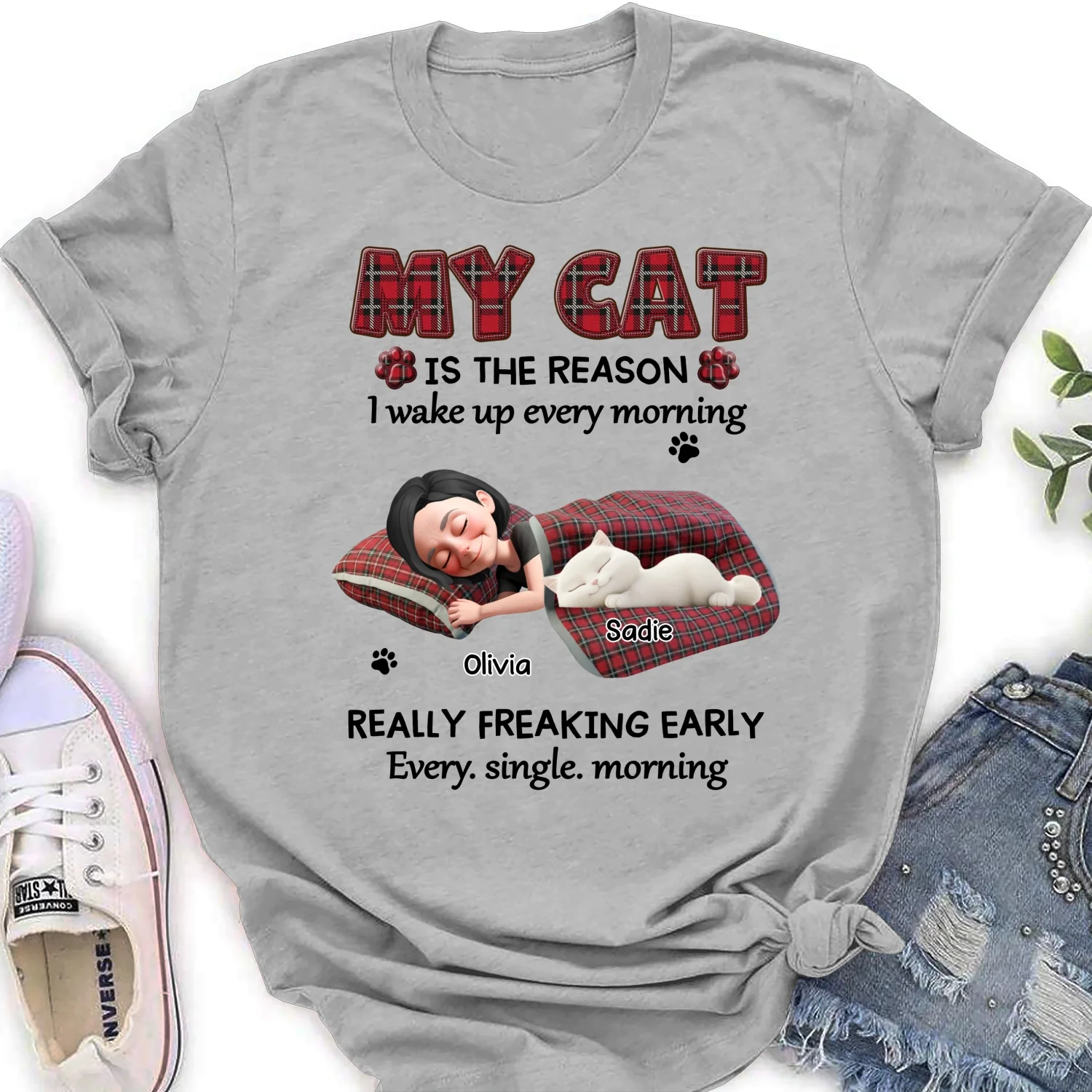 Reason Why I Wake Up - Personalized Custom Women's T-Shirt - Image 7
