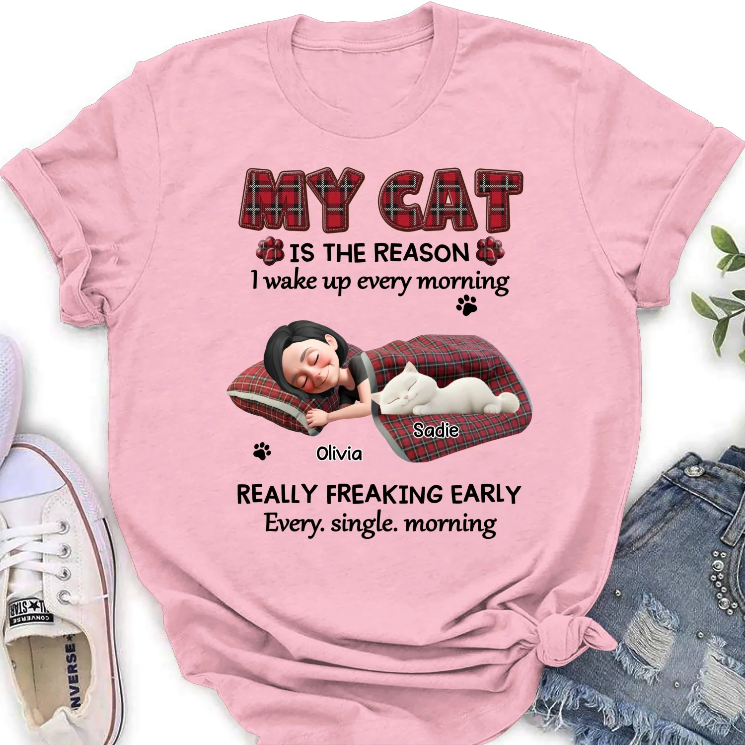 Reason Why I Wake Up - Personalized Custom Women's T-Shirt - Image 8