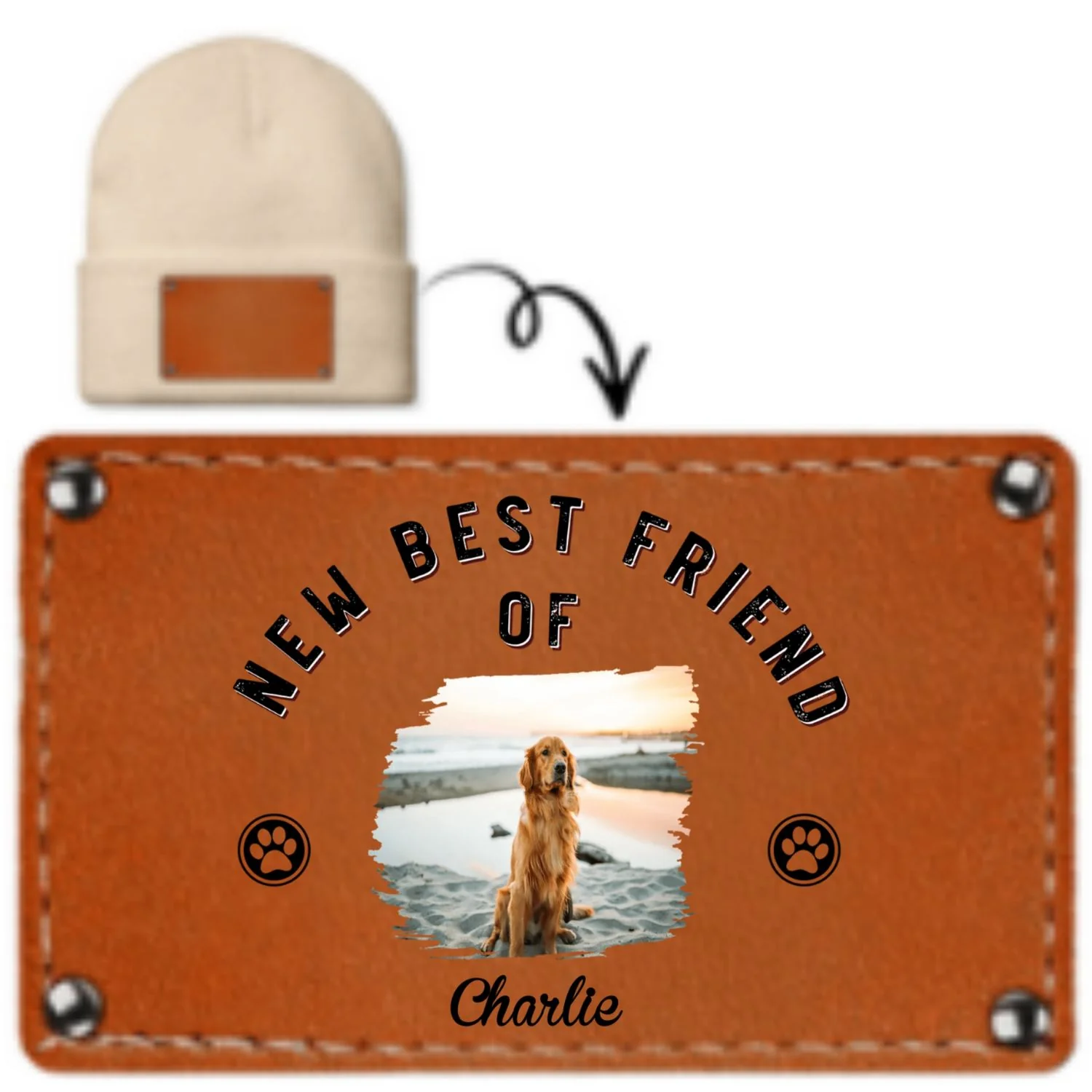 Retro Dog Friend Photo - Personalized Custom Beanie - Image 3