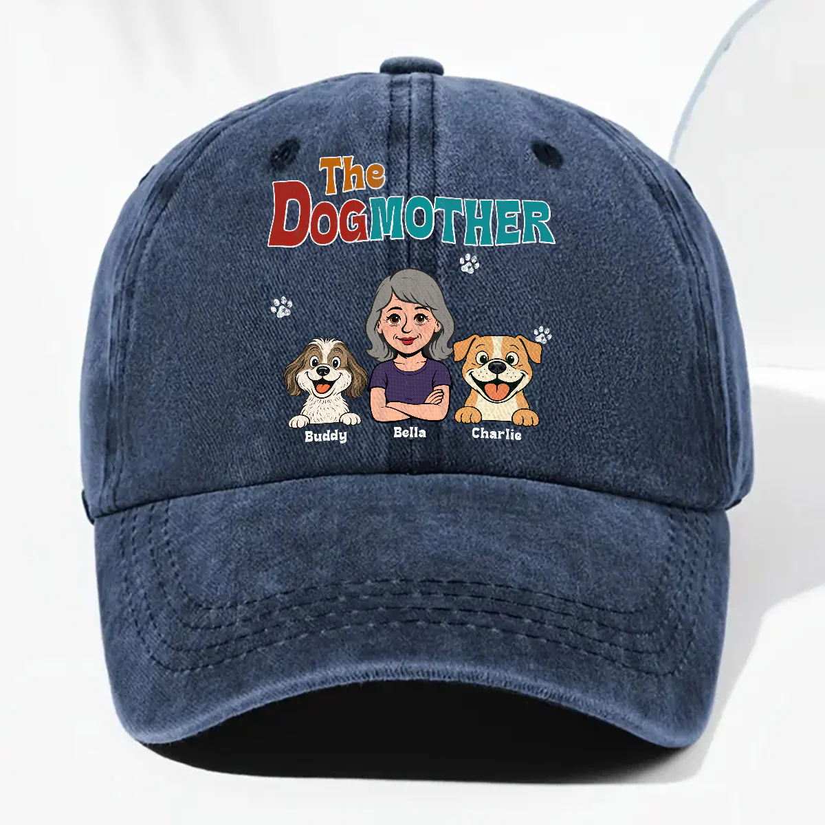 Retro Dog Mother - Personalized Custom Vintage Washed Denim Cap