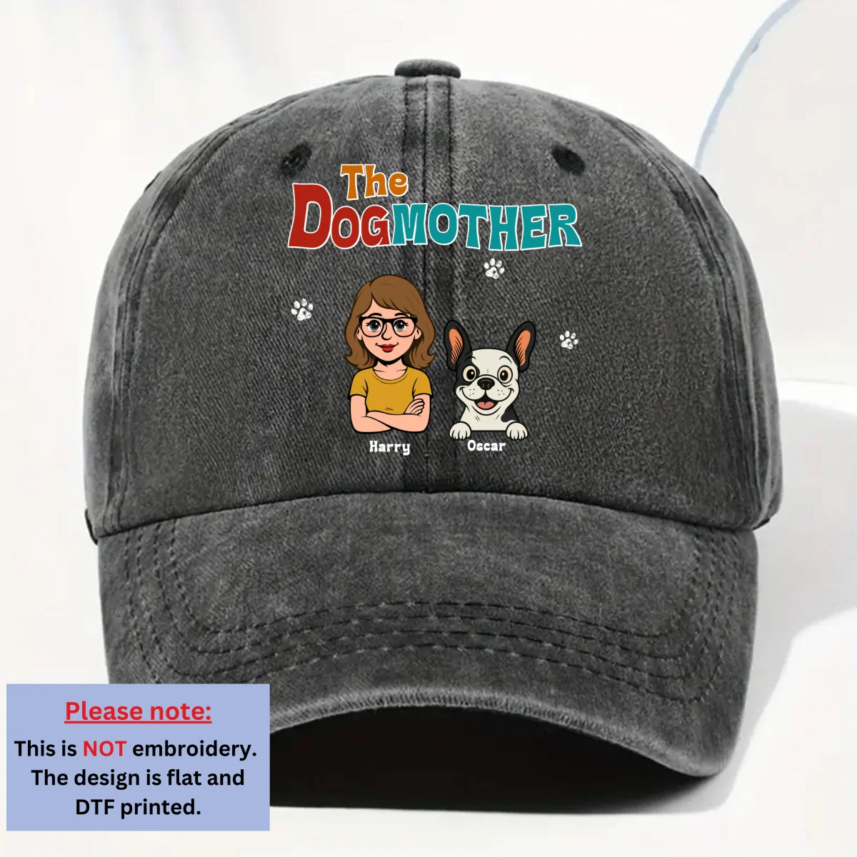 Retro Dog Mother - Personalized Custom Vintage Washed Denim Cap - Image 7