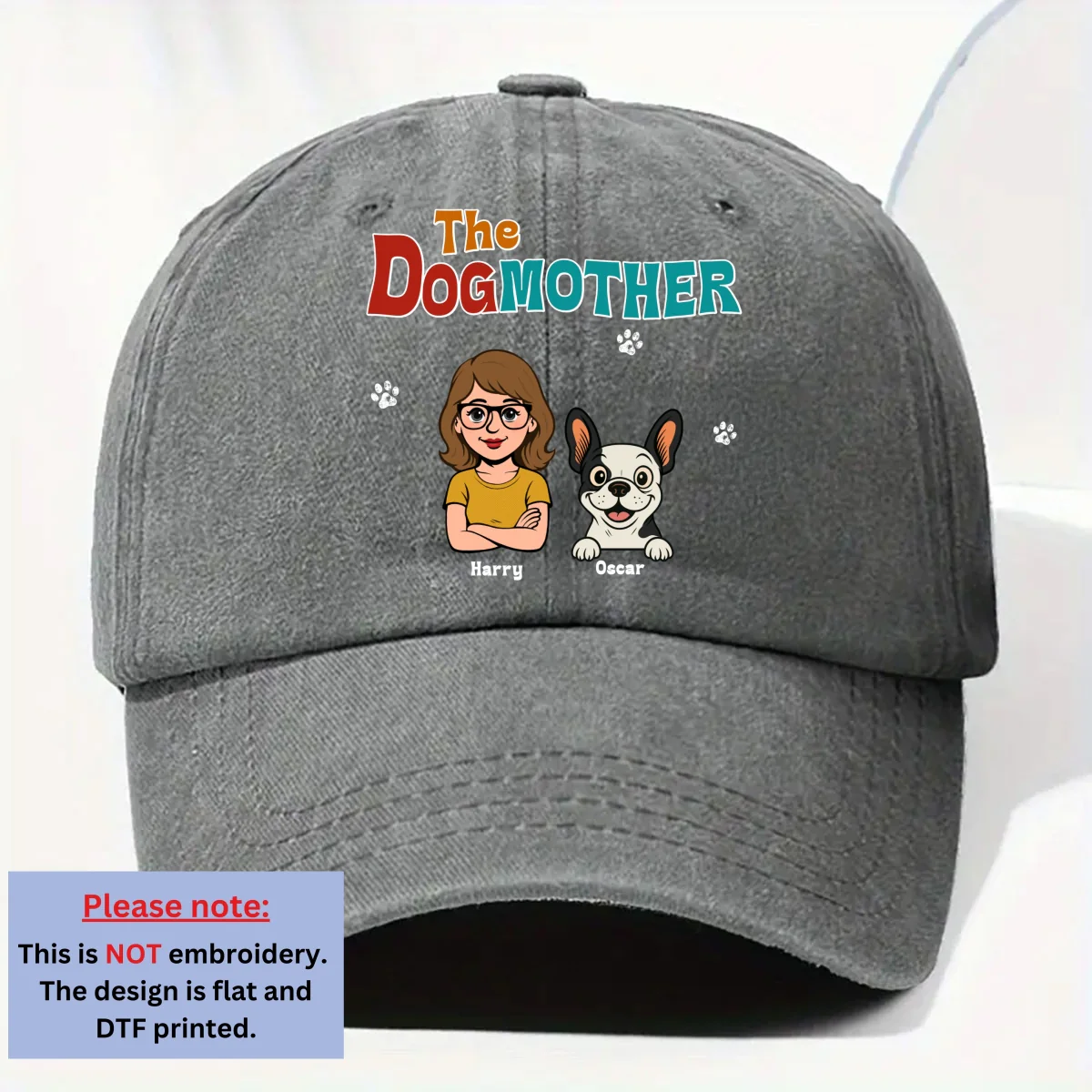 Retro Dog Mother - Personalized Custom Vintage Washed Denim Cap - Image 8