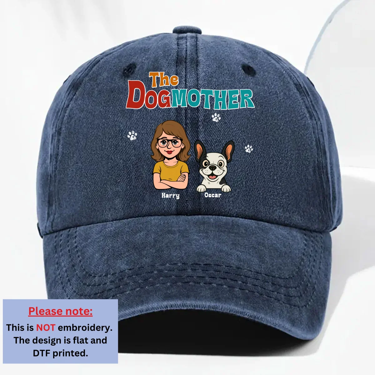 Retro Dog Mother - Personalized Custom Vintage Washed Denim Cap - Image 9