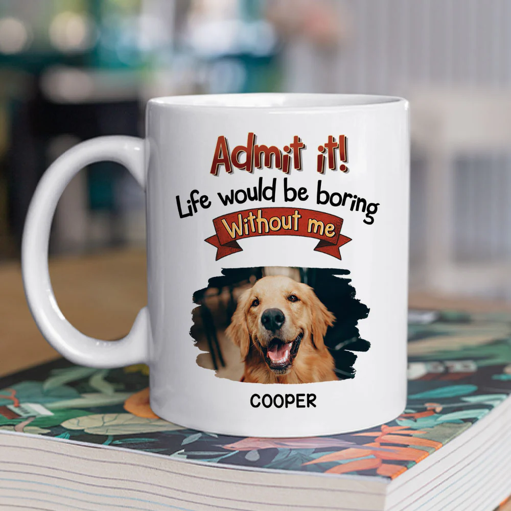 Retro Dog With Us Photo - Personalized Custom Coffee Mug - Image 2