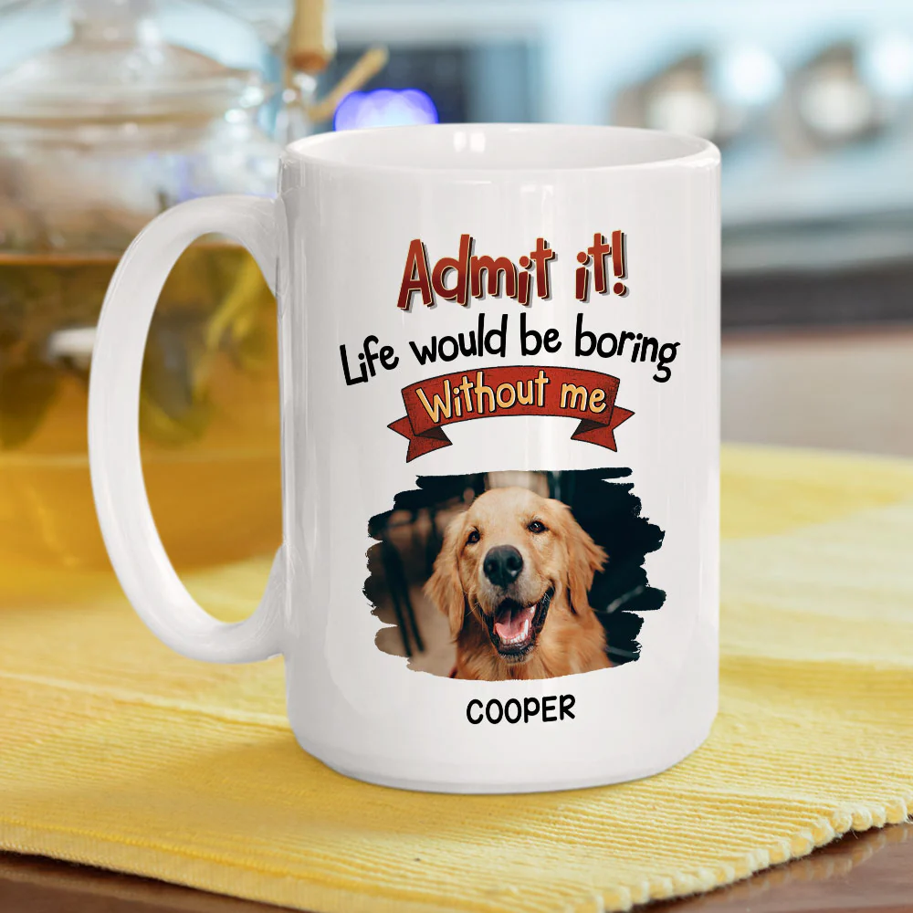 Retro Dog With Us Photo - Personalized Custom Coffee Mug - Image 4