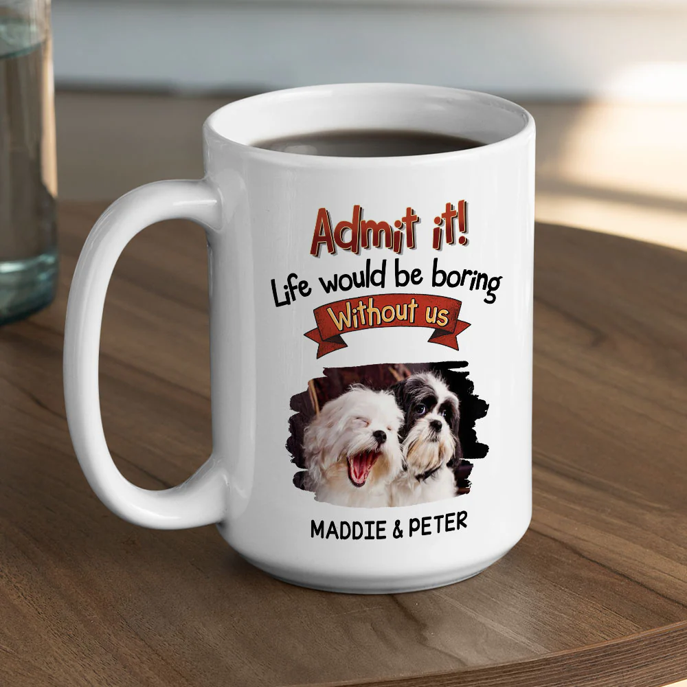 Retro Dog With Us Photo - Personalized Custom Coffee Mug - Image 5