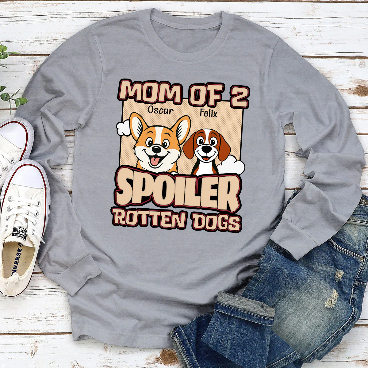 Retro Parents And Dog - Personalized Custom Long Sleeve T-Shirt - Image 3