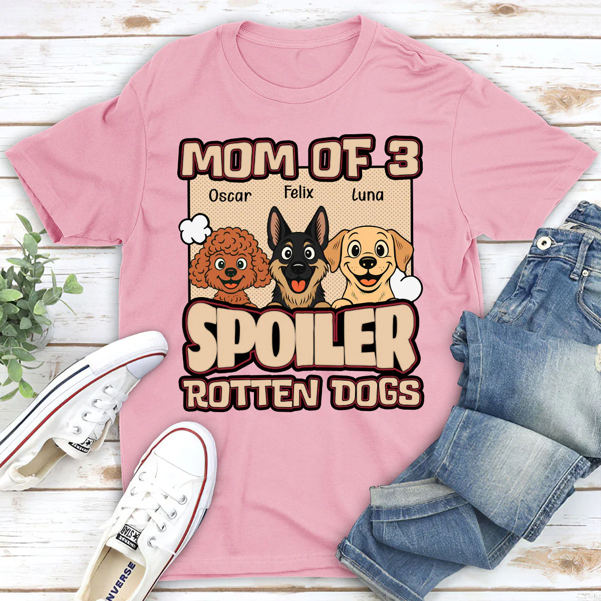 Retro Parents And Dog - Personalized Custom Unisex T-shirt - Image 5