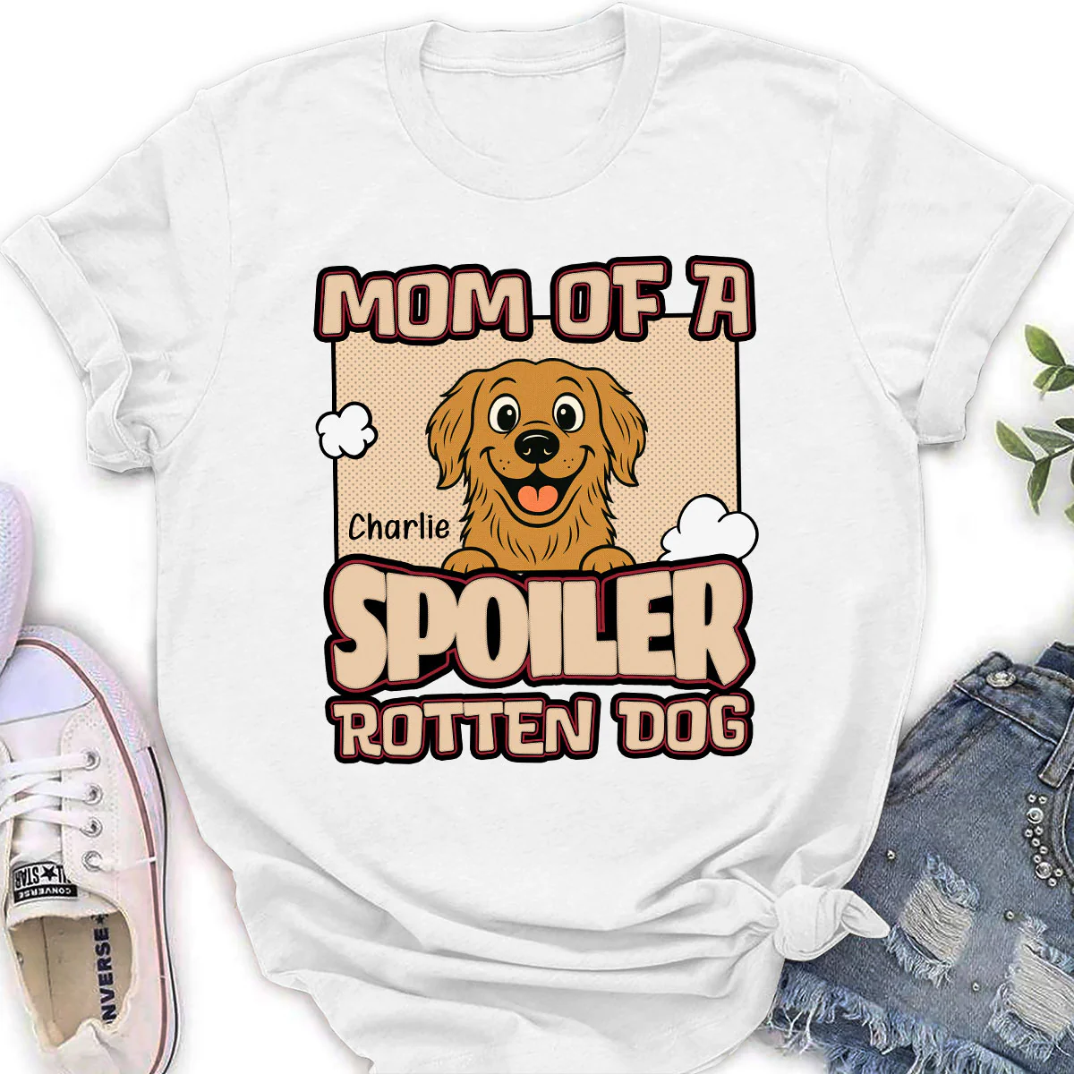 Retro Parents And Dog - Personalized Custom Women's T-Shirt