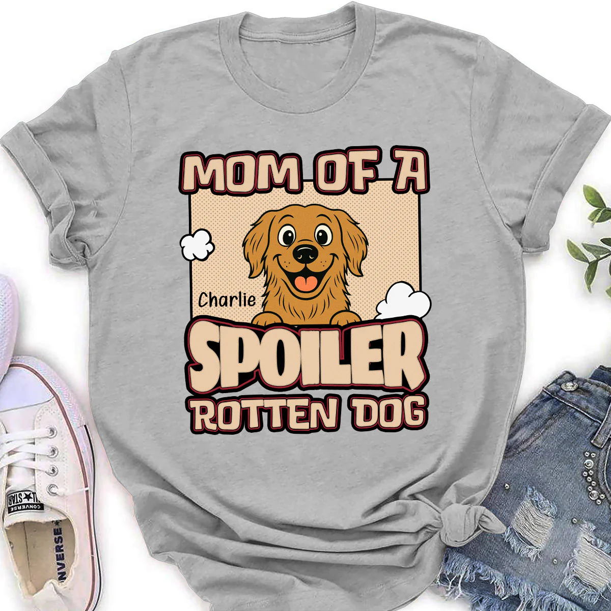 Retro Parents And Dog - Personalized Custom Women's T-Shirt - Image 3