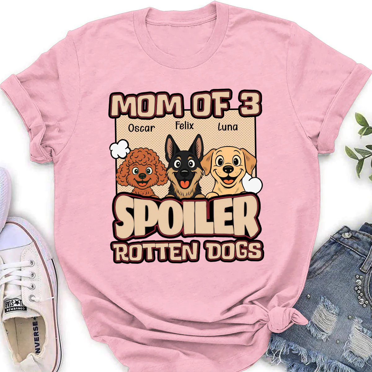 Retro Parents And Dog - Personalized Custom Women's T-Shirt - Image 5