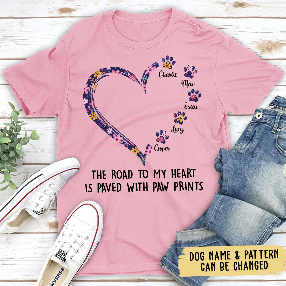 Road To Heart Pattern - Personalized Custom Unisex T-shirt - Image 4