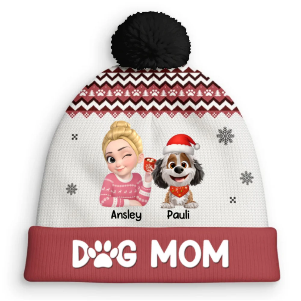Rocking Around The Christmas Tree - Personalized Custom Bobble Beanie Hat - Image 6