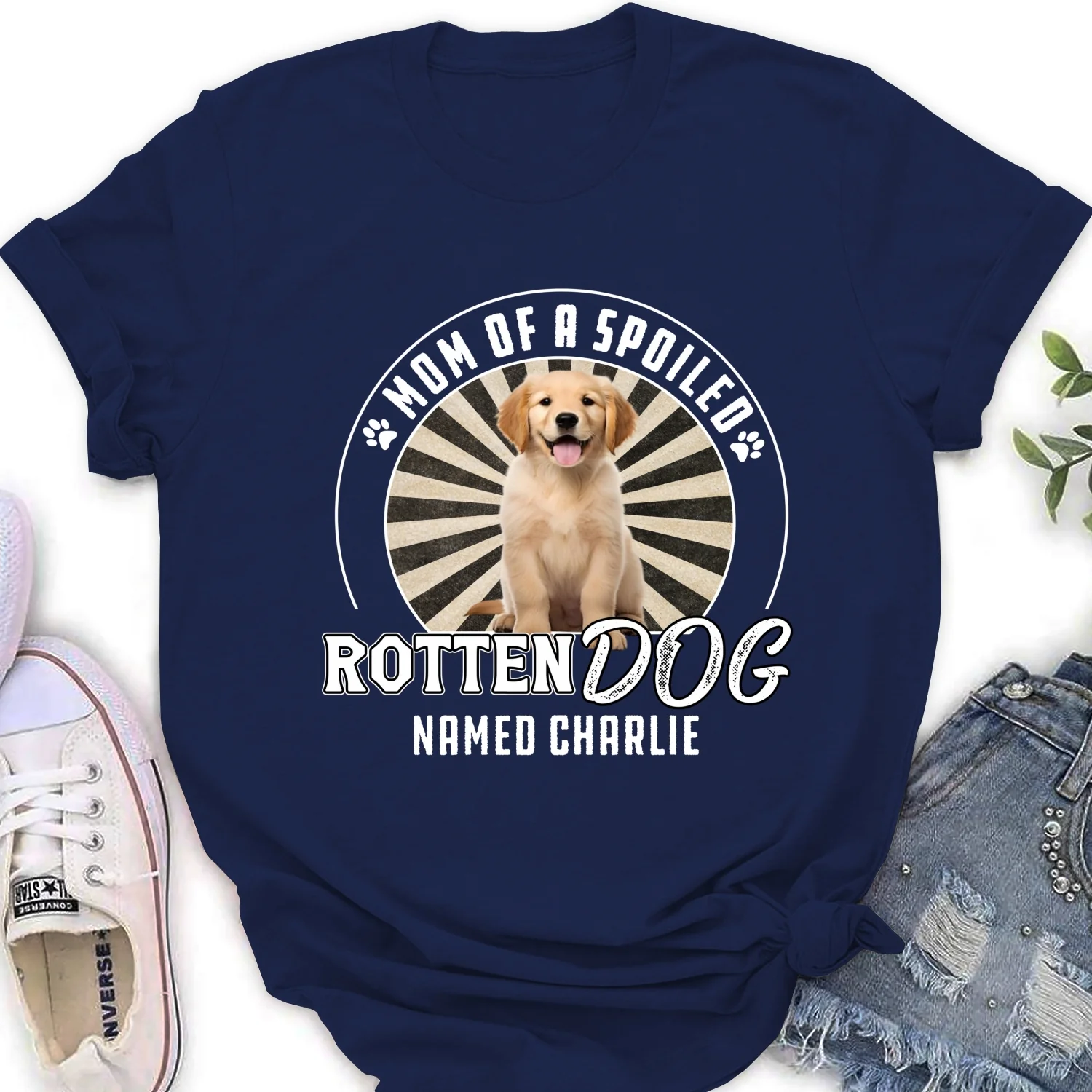 Rotten Dog Of Mom Retro Photo - Personalized Custom Women's T-Shirt - Image 3