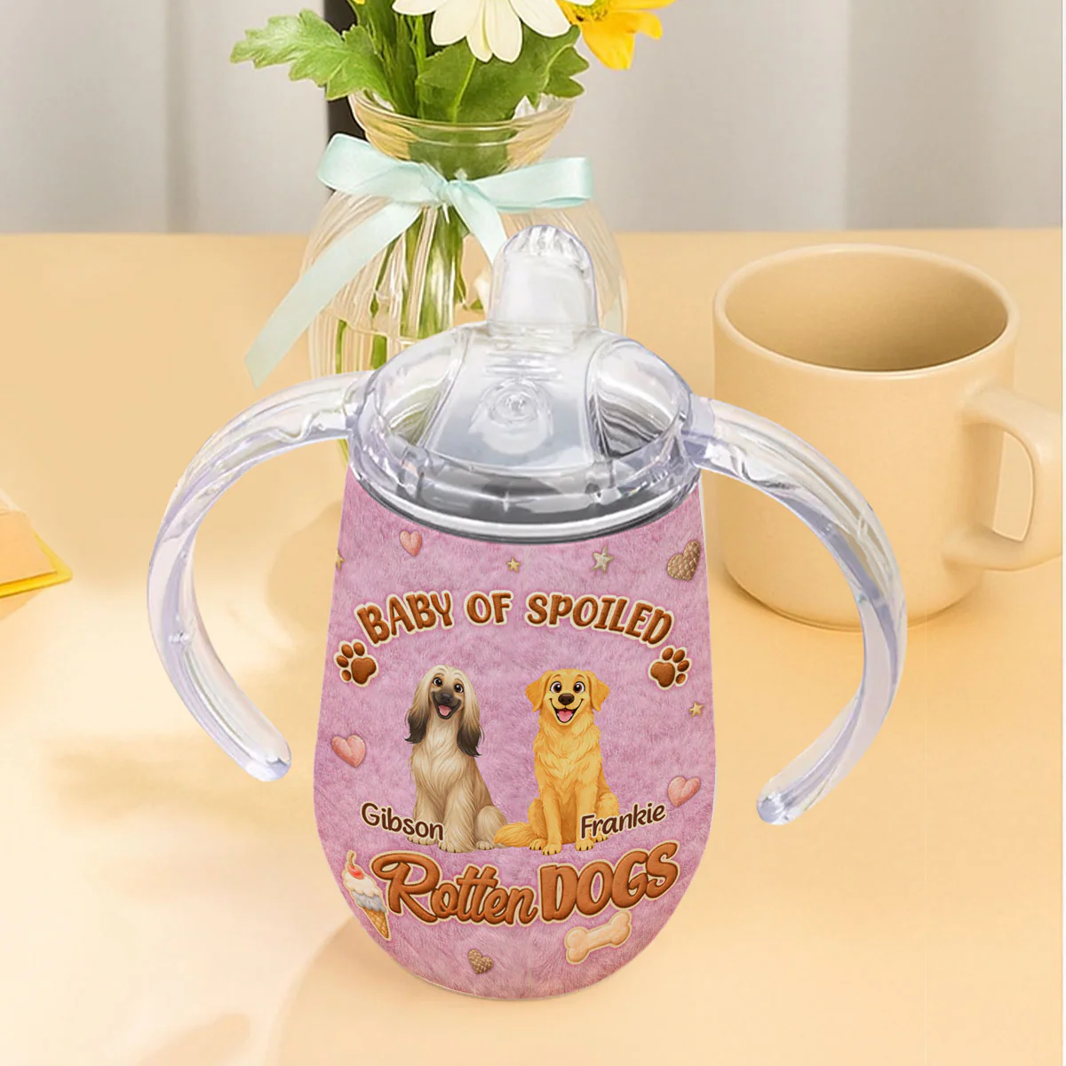 Rotten Dogs - Personalized Custom 3D Effect Sippy Cup With Handles - Image 4