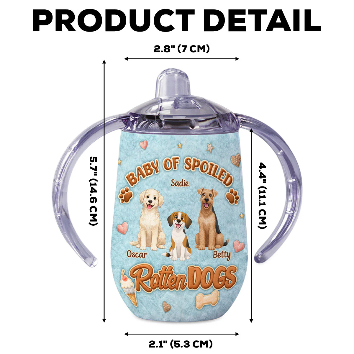Rotten Dogs - Personalized Custom 3D Effect Sippy Cup With Handles - Image 6
