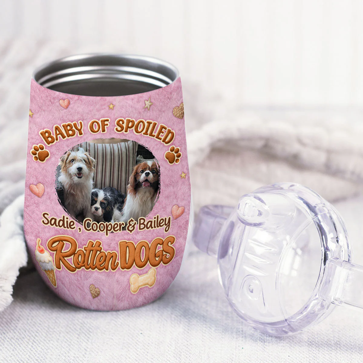 Rotten Dogs Photo - Personalized Custom 3D Effect Sippy Cup With Handles - Image 3