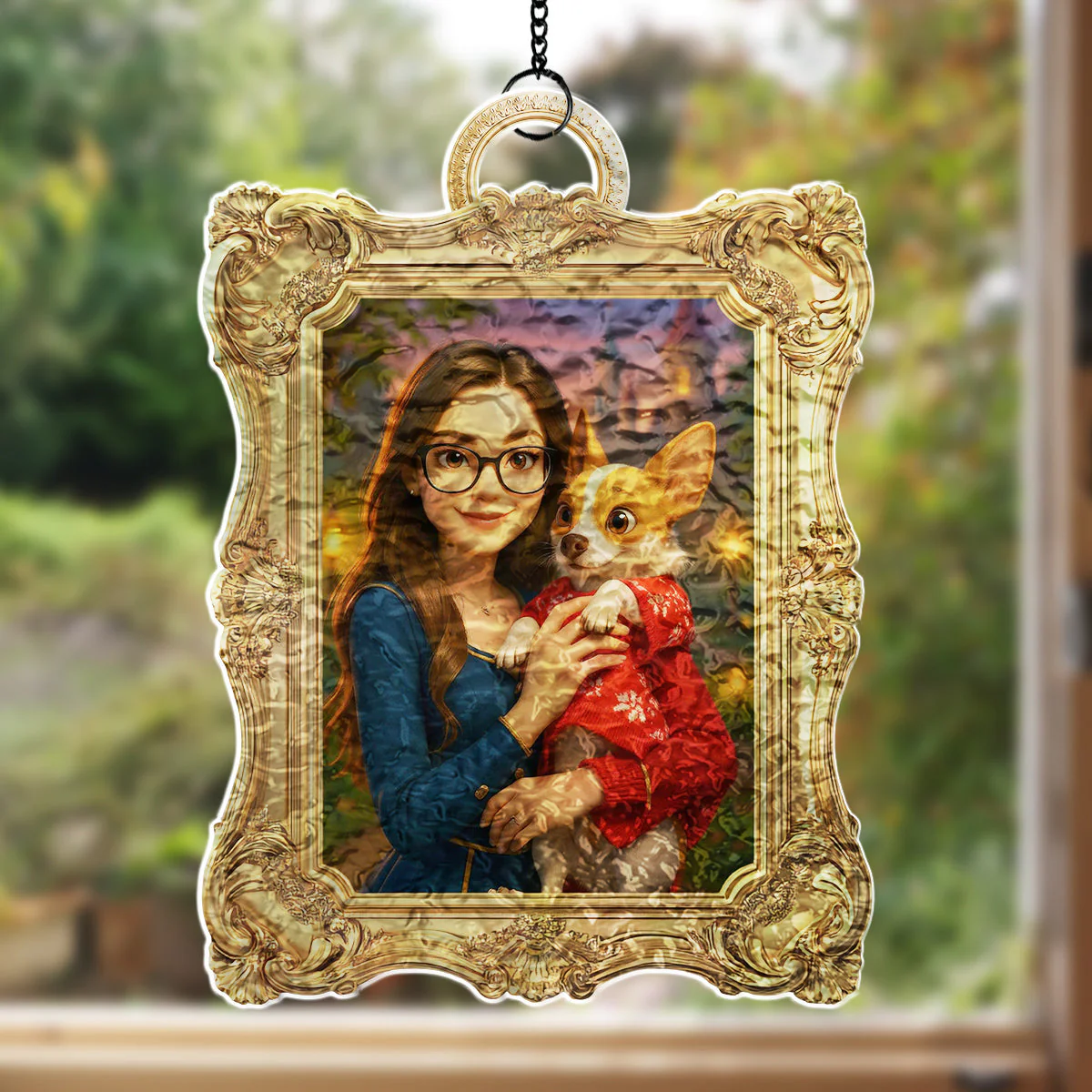 Royal Pet Portrait - Personalized Custom Wavy Suncatcher - Image 3