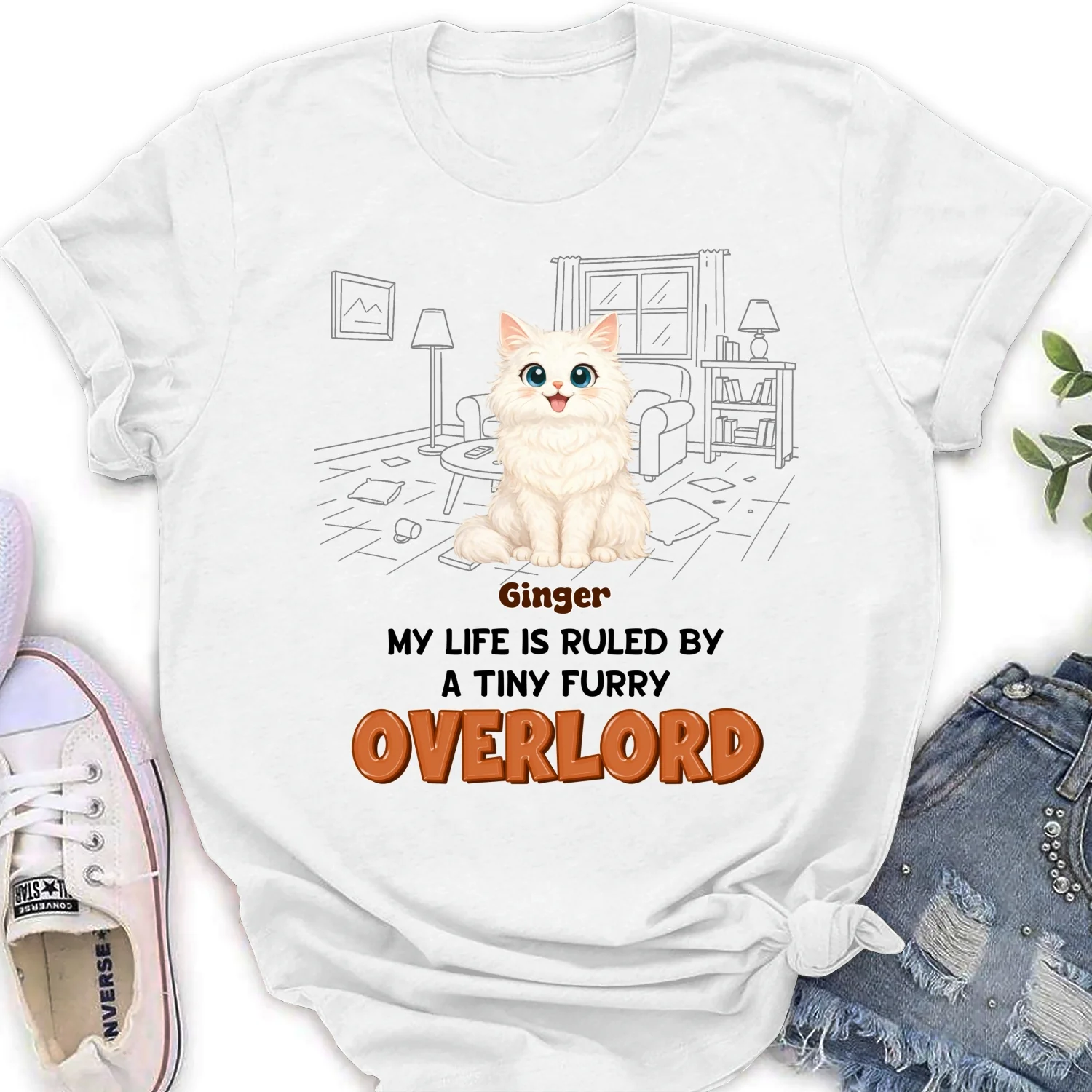 Ruled By Storybook Funny Cats - Personalized Custom Women's T-Shirt - Image 5